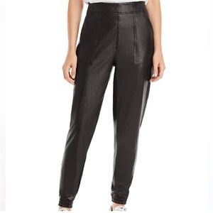 SPANX Black Faux Leather Jogger Pants